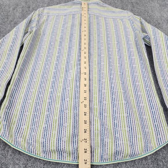 Ted Lapidus Shirt Mens Medium Slim Fit Striped Long Sleeve Casual Button Down - Picture 6 of 16